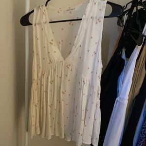 white and brown geometric pattern tank top from the boutique vestique!